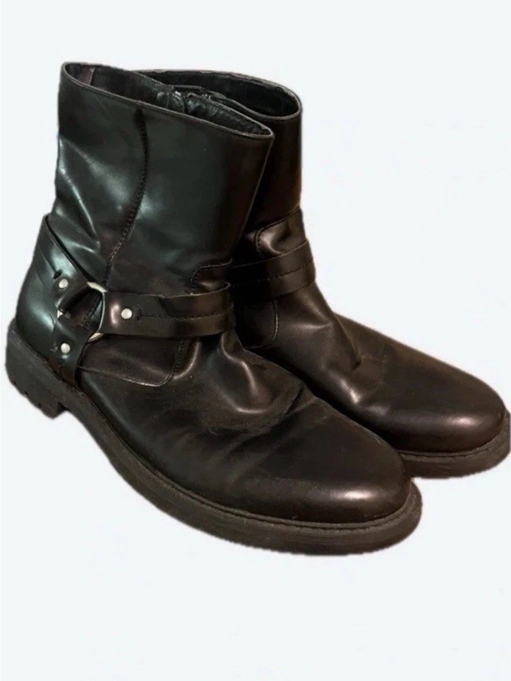 Kenneth Cole Reaction Black Leather Harness Boots